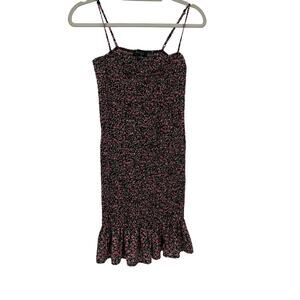 Trixxi Pink floral black mini dress